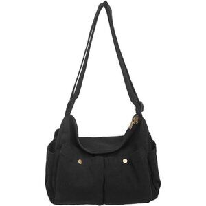 Canvas Bag Cute, Crossbody Bag with Multiple Pockets Black
